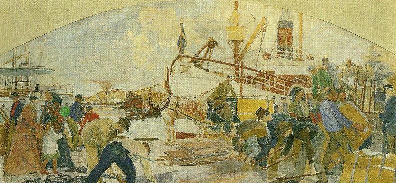 Carl Wilhelmson pa skeppsbron Sweden oil painting art